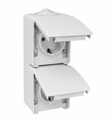 48860 CCZ: Z�suvka dvojit� vertik�lna (Schuko type) s clonkami, �ed�