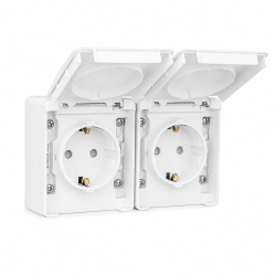 48865 CBR: Z�suvka dvojit� horizont�lna (Schuko type) s clonkami, biela