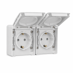 48865 CCZ: Z�suvka dvojit� horizont�lna (Schuko type) s clonkami, �ed�