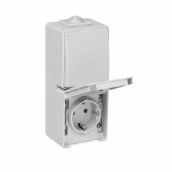 48866 CCZ: Striedav� prep�na� rad.6 a Z�suvka dvojit� vertik�l. (Schuko) s clonkami, �ed�