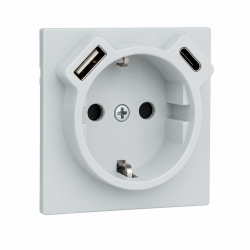 90650 TGE: Kryt z�suvky 250V/16A  + USB-A a USB-C, �adov�